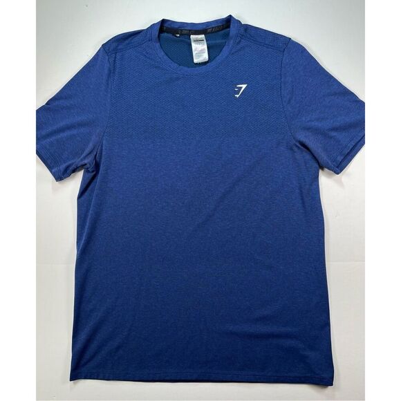 Gymshark Men Arrival Short Sleeve Blue Performance Tees with Logo Size Large EUC - Picture 5 of 8